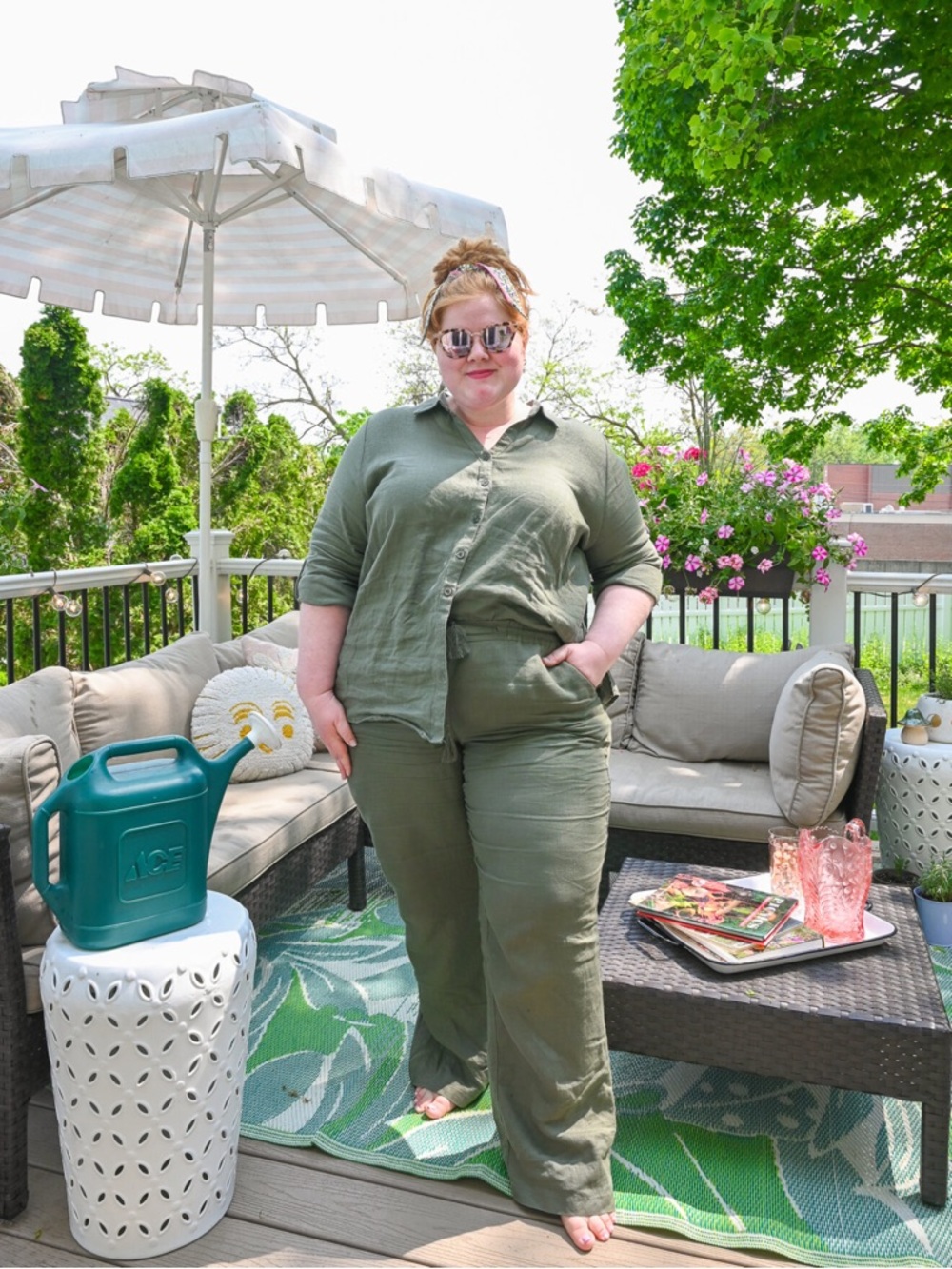 Ulla Popken Green Linen Shirt